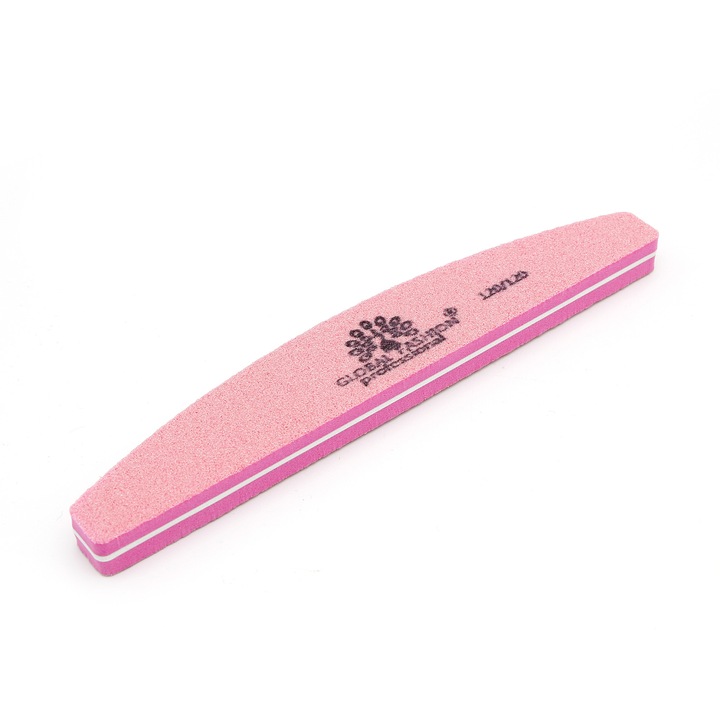 Buffer pentru unghii, Global Fashion, granulatie 120/120, Roz