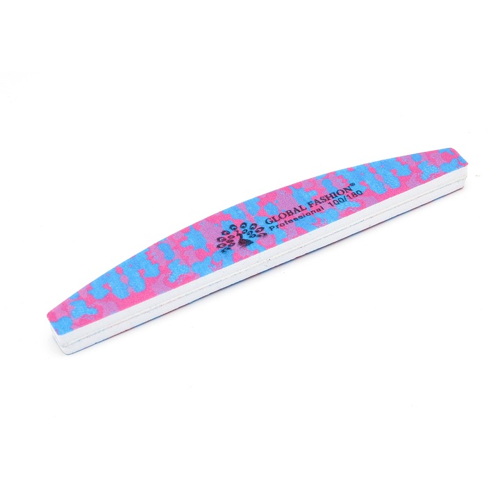 Buffer pentru unghii, Global Fashion, granulatie 100/180, Roz violet