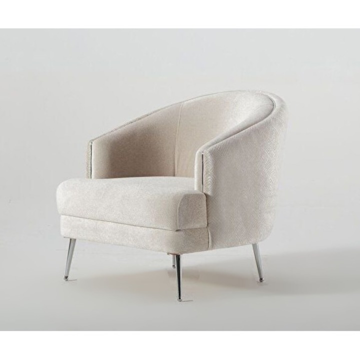 Fotoliu DLC, stofa texturata, alb, L84 x l85 x H83 cm