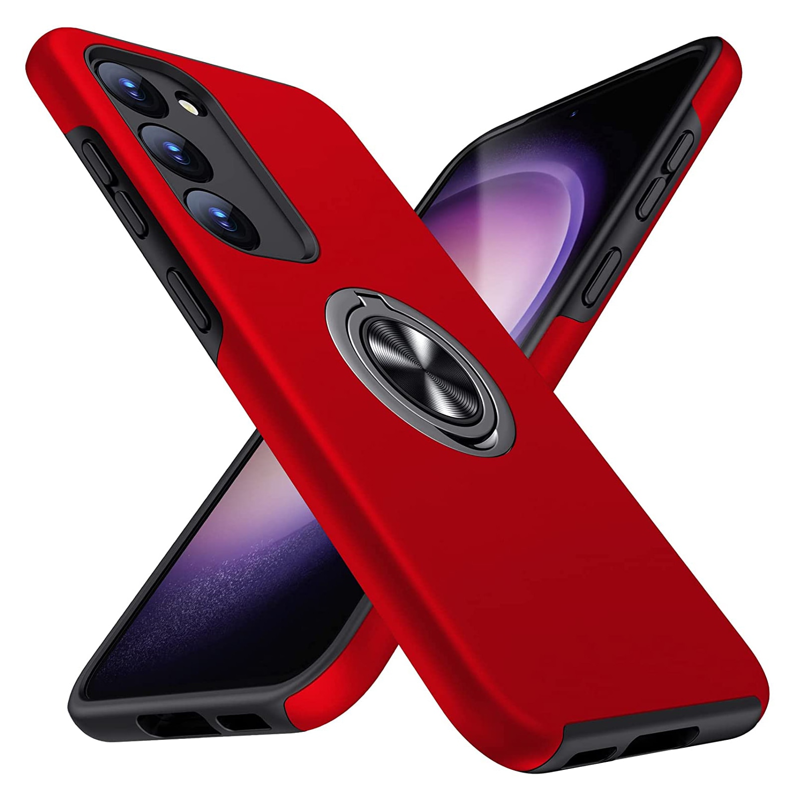 Husa pentru Samsung Galaxy S23, inel rotativ 360° si Kickstand, Protectie Militara Antisoc, cu disipare termica, Rosu