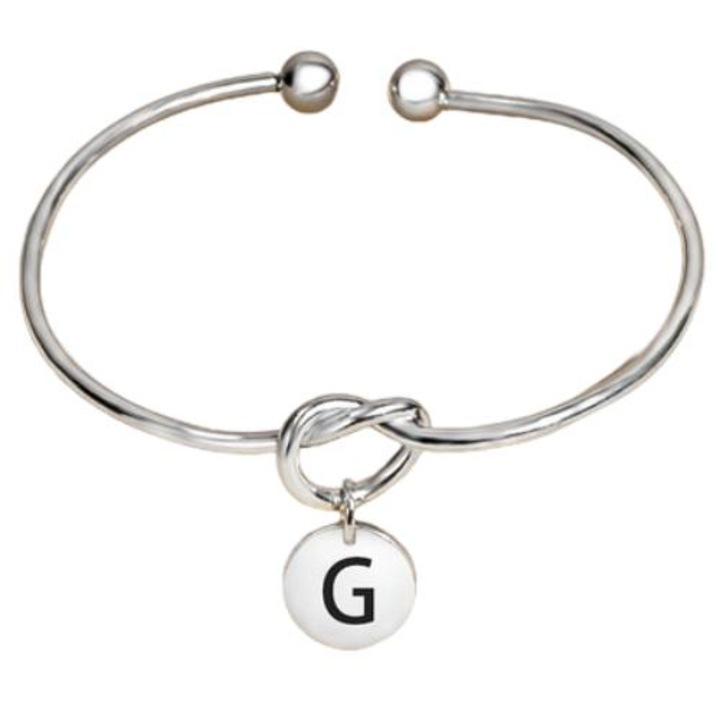 Női karkötő Izmael, G betű, Rozsdamentes acél, Ezüst