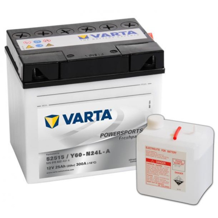 Baterie Varta 52515 (Y60-N24A-L) Powersports Freshpack 12V 25Ah, moto si ATV, 130x186x171mm