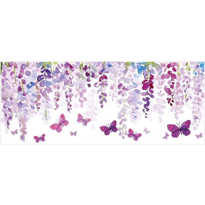 Sticker pentru geam tip perdea - fluturi mov, 60 x 22.5 cm