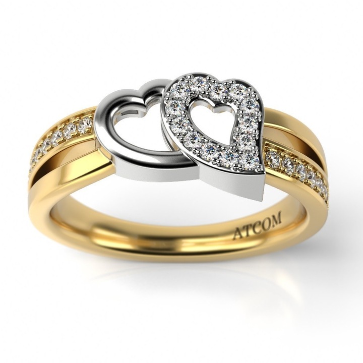 Inel de logodna din aur galben cu alb model Benedict