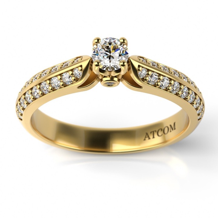 Пръстен за годеж модел Владимир от жълто злато