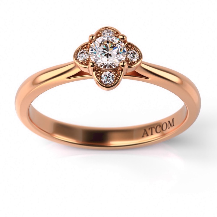 Елегантен годежен пръстен от розово злато