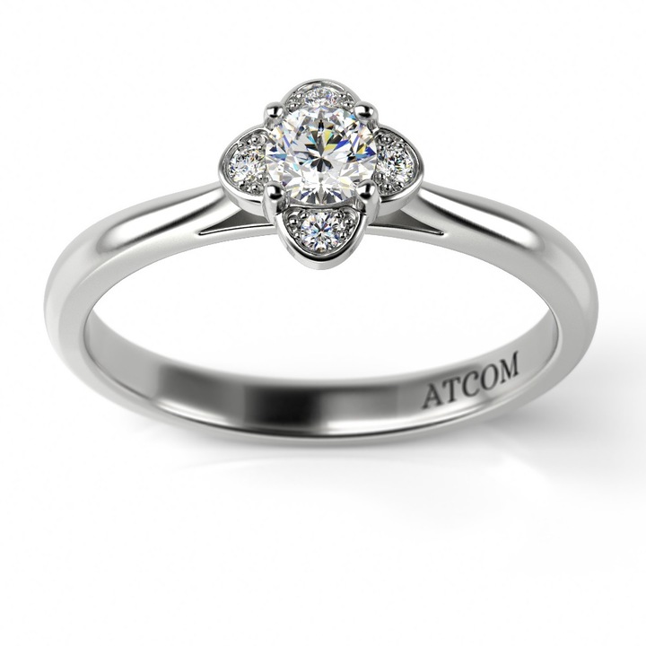 Елегантен годежен пръстен от бяло злато