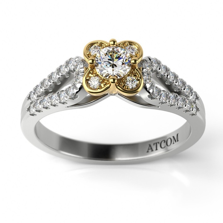 Годежен пръстен от бяло и жълто злато модел Григор