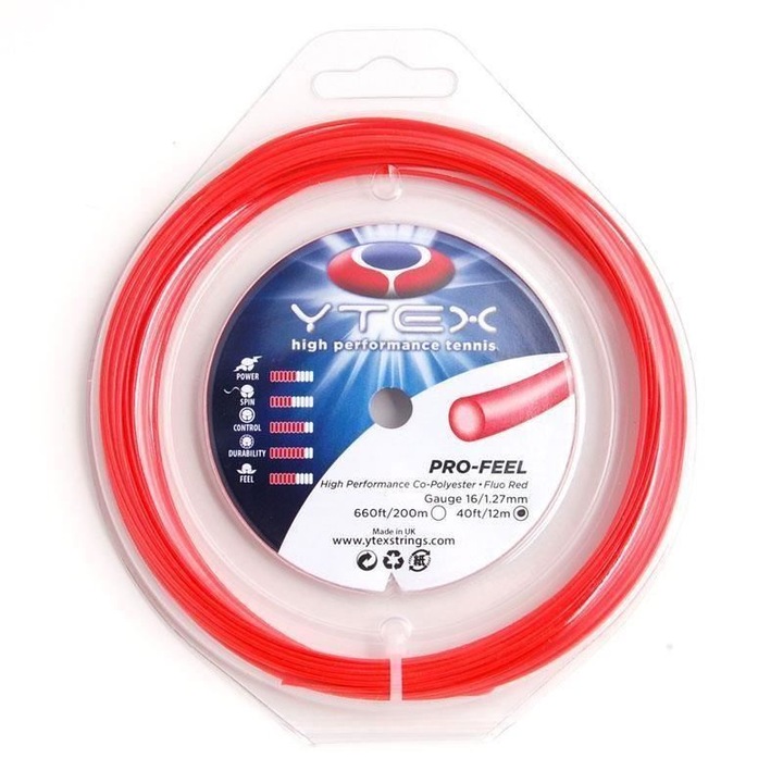 Racordaj YTEX PRO-FEEL FLUO, rosu, 16/1.27mm, set 12m