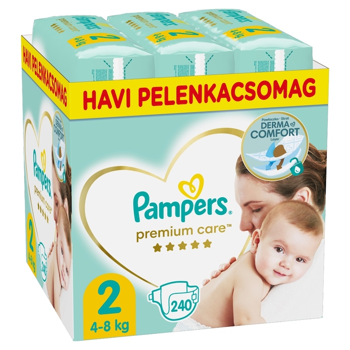 Pampers Premium Care Pelenka, 2 Méret, 240 db, 4kg-8kg
