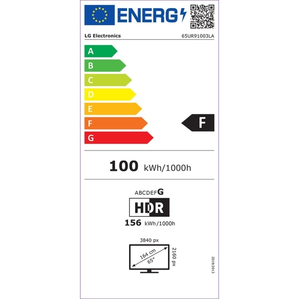 Televizor LED Smart LG 65UR91003LA, Ultra HD 4K, HDR, 164cm, Clasa F, Gri