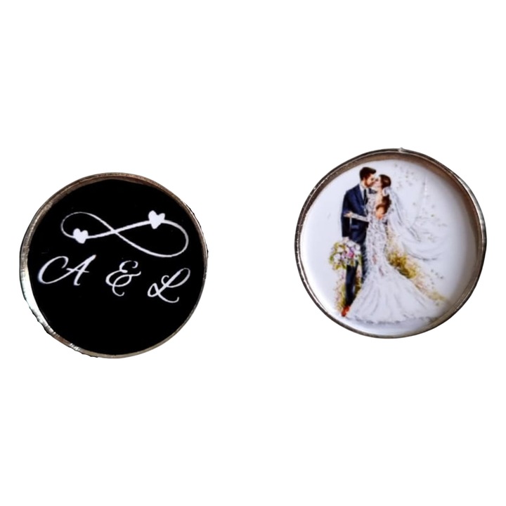 Set butoni pentru mire, argintiu inchis, 18 x 16 mm, A8