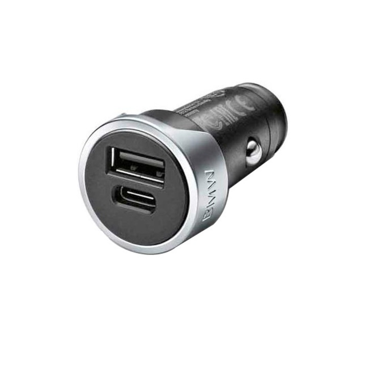 Incarcator Auto Dual USB / Type-C BMW, Negru