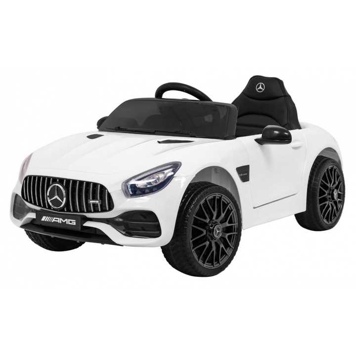 Masinuta electrica pentru copii MERCEDES BENZ GT ALB, telecomanda, 12V, 2 motoare, roti cauciuc Eva, scaun tapitat