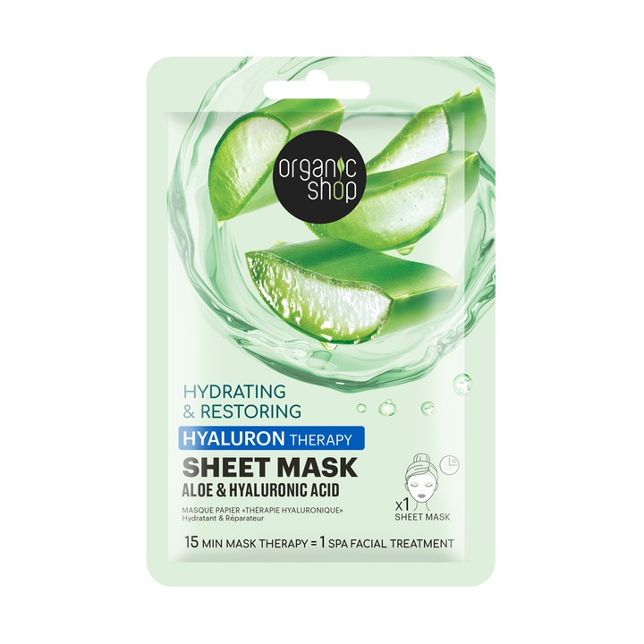 Masca de fata cu aloe si acid hyaluronic pentru hidratare si refacere Organic Shop Hyaluron Therapy