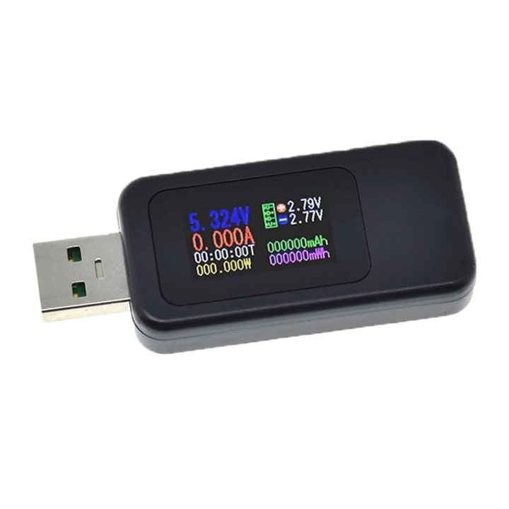 Tester USB - curent, voltaj, capacitate, MX18L, 66 x 27 x 12cm, negru