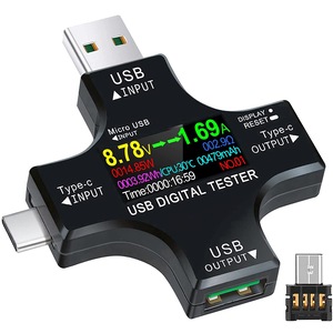 Tester USB, voltaj, putere, capacitate, Type C, Digital, Negru