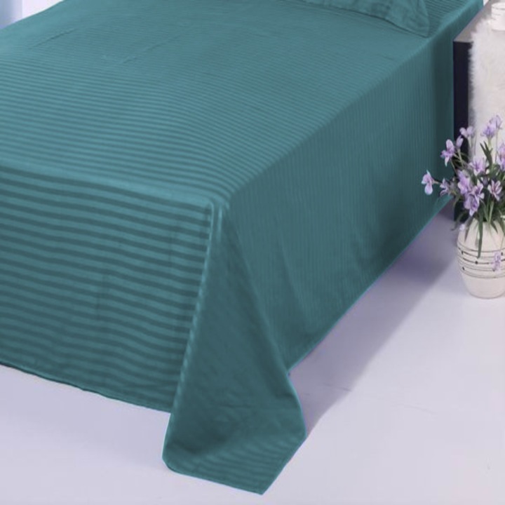 Чаршаф за 2 човека Damask Polycotton райе 1 см, 220 x 230 см, Pucioasa, Тюркоаз