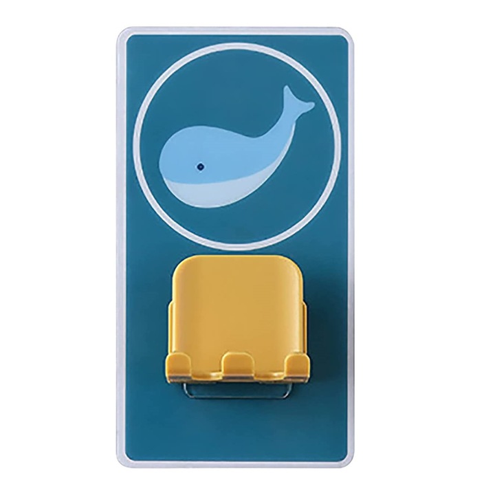 Suport periuta dinti, Zenai Whale, 3 periute, Universal, galben cu albastru