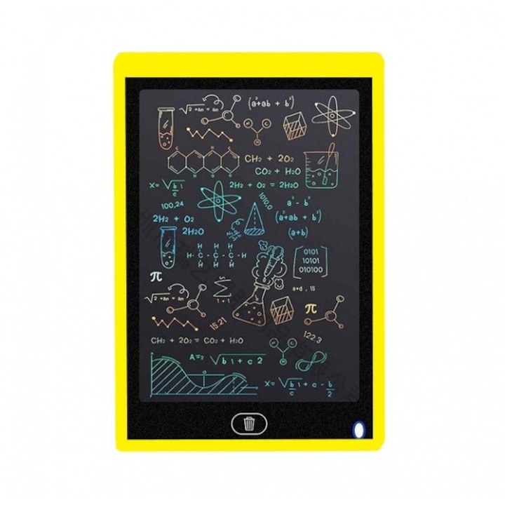 Детски графичен таблет за рисуване, цветен 8.5 инча диагонал, с бутон за изтриване и молив - Sweet Yellow