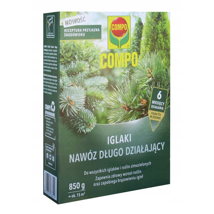 Ingrasamant, Compo, Conceput pentru plante perene si conifere, Efect de lunga durata timp de pana la 6 luni, Sistem controlat de eliberare a nutrientilor, Granule, 850 g