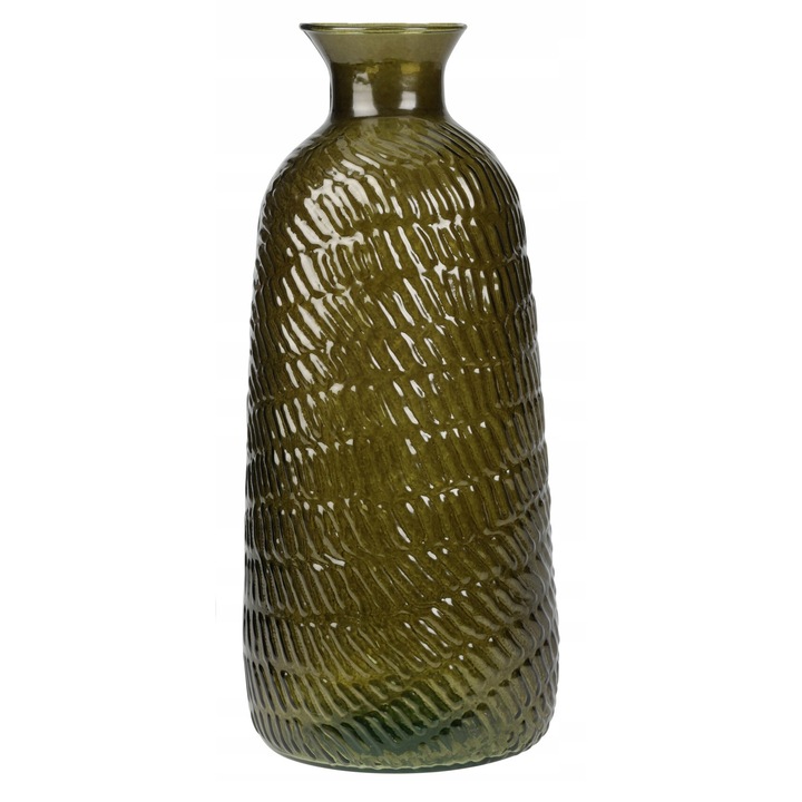 Vaza decorativa din sticla pentru flori, 13 x 31 cm, Verde