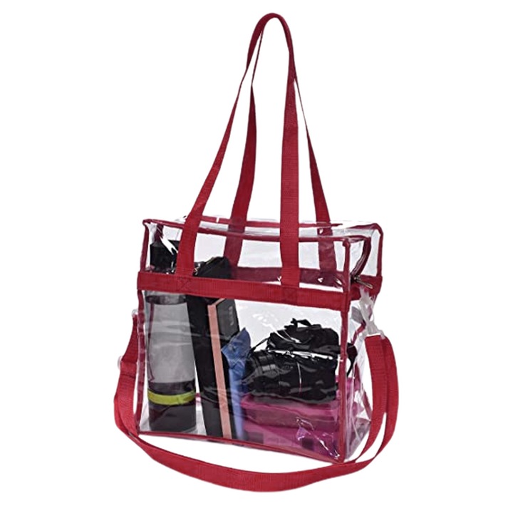 Jormftte átlátszó tote táska, 32x30x16cm, fekete, irodai és utazási célra, 1 db-os készlet.