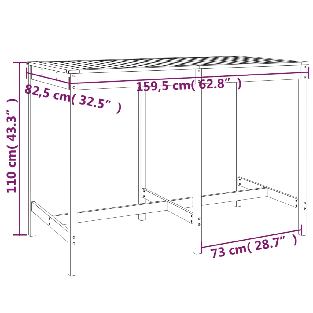 Градинска маса vidaXL 159 5x82 5x110 см Дугласко дърво масив 20 85 Kg eMAG bg