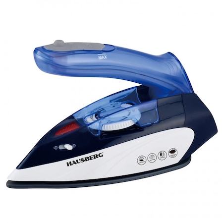 Fier de calcat Hausberg HB 7810BL, 1000 W, De voiaj, 75 ml, Ceramica, Auto curatarе, Alb/Albastru