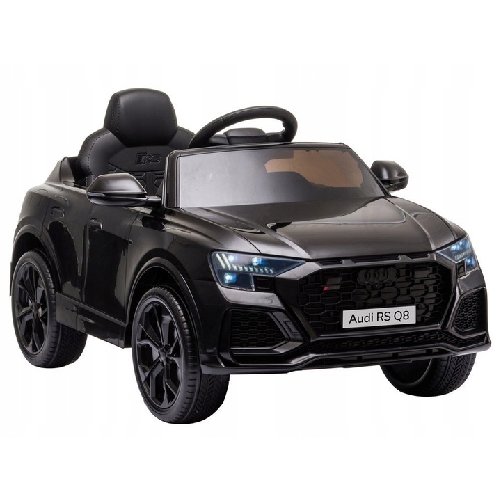 Електрическа кола Audi RS Q8, Leantoys, 2x45 W, 12 V, 7 Ah, LED, MP3/USB, Bluetooth, 101x62x51 см, Пластмаса/Кожа, Черен