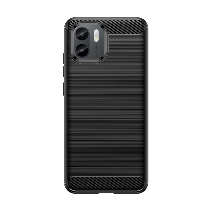 Карбоново покритие, съвместимо с Xiaomi Redmi A1, нов дизайн Carbon, ултра издръжлив, Slim Fit, Optim Tech Protect, черен