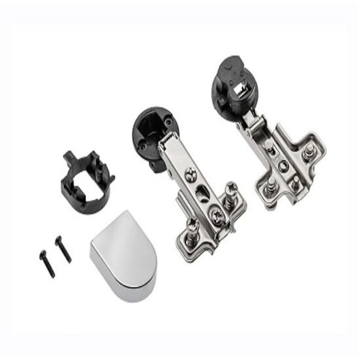 Zsanér felszerelt üveghez, félkör alakú alumínium borítás, rugóval, rácsúsztatható, CIG