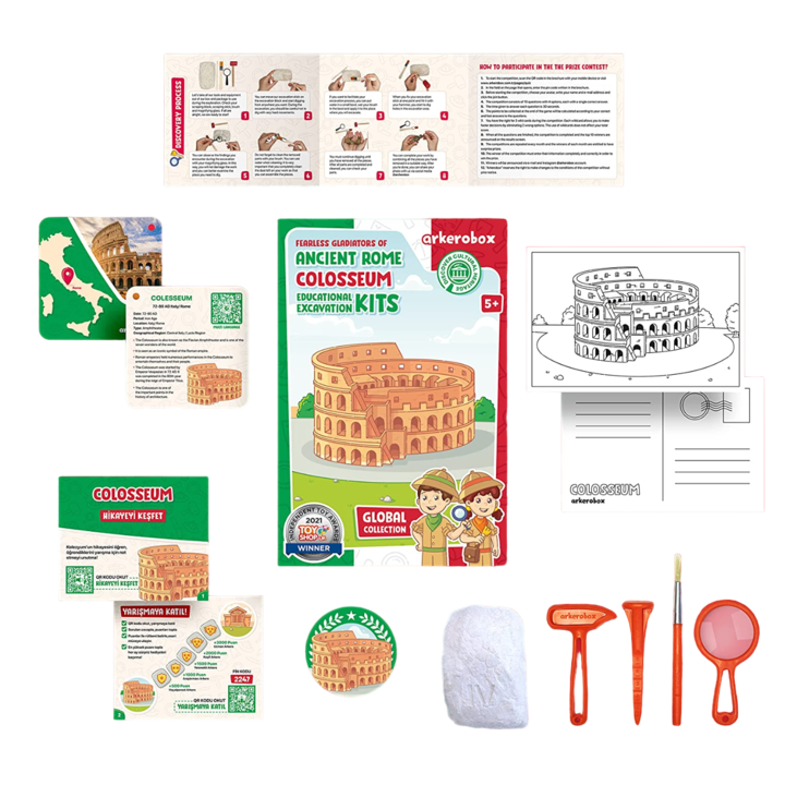 Arkerobox - Set arheologic educational si puzzle 3D, Roma antica, Colosseum