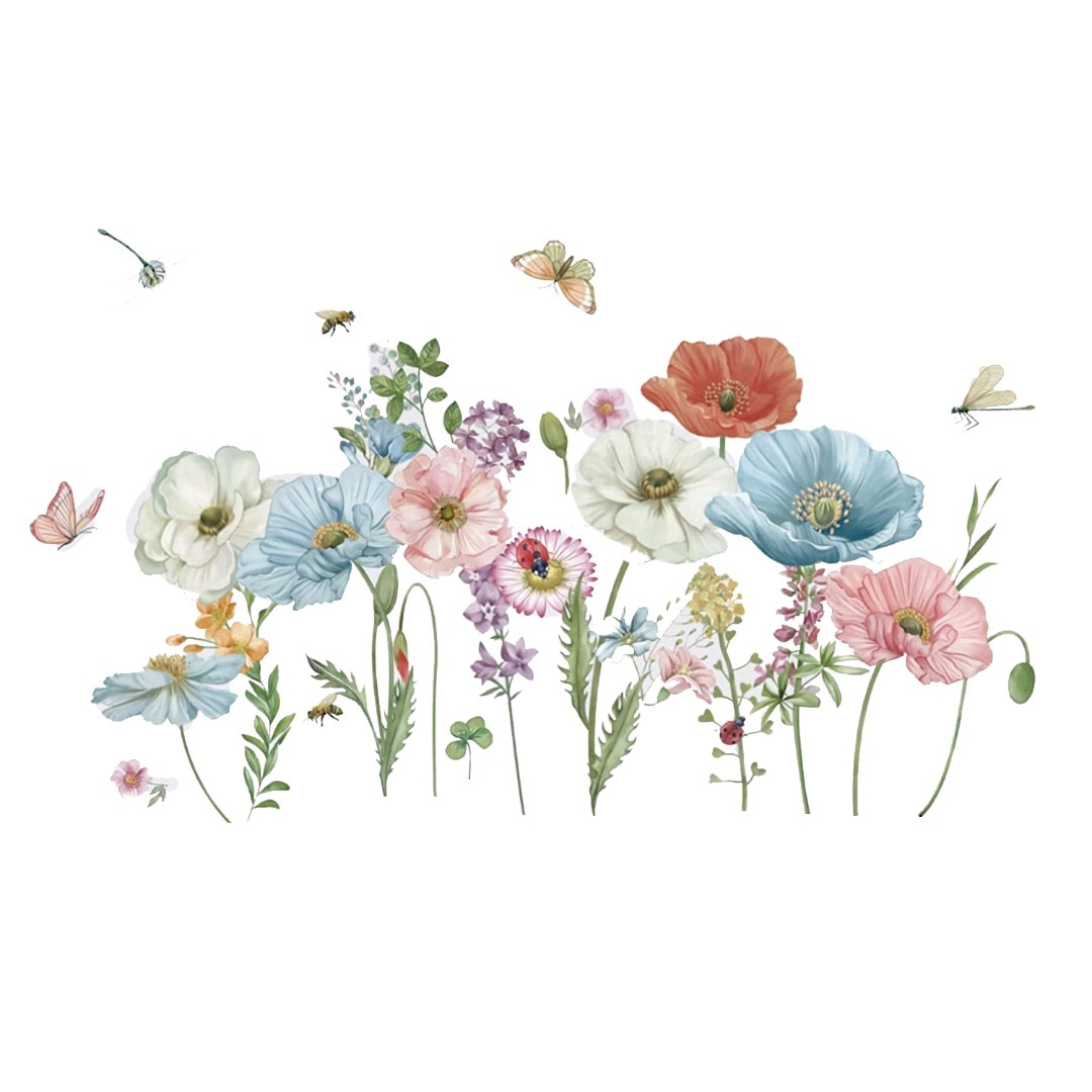Sticker decorativ cu Flori albastre, 120 cm, 1137STK - eMAG.ro