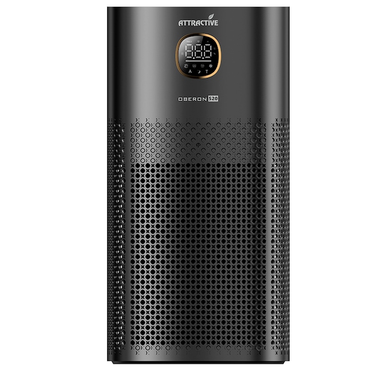Пречиствател за въздух Oberon 520 WiFi, 6-степенна пречистваща система, До 62 м2, Екологични суперйони, UV лампа, Йонизатор, Черен