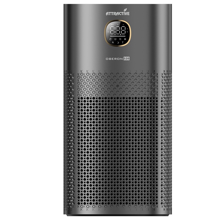 Пречиствател за въздух Oberon 520 WiFi, 6-степенна пречистваща система, До 62 м2, Екологични суперйони, UV лампа, Йонизатор, Сив