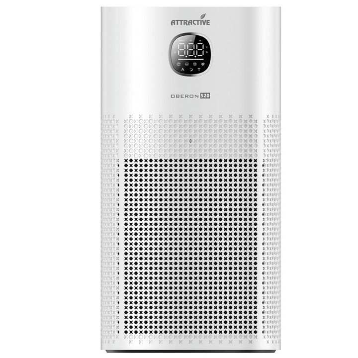 Пречиствател за въздух Oberon 520 WiFi, 6-степенна пречистваща система, До 62 м2, Екологични суперйони, UV лампа, Йонизатор, Бял