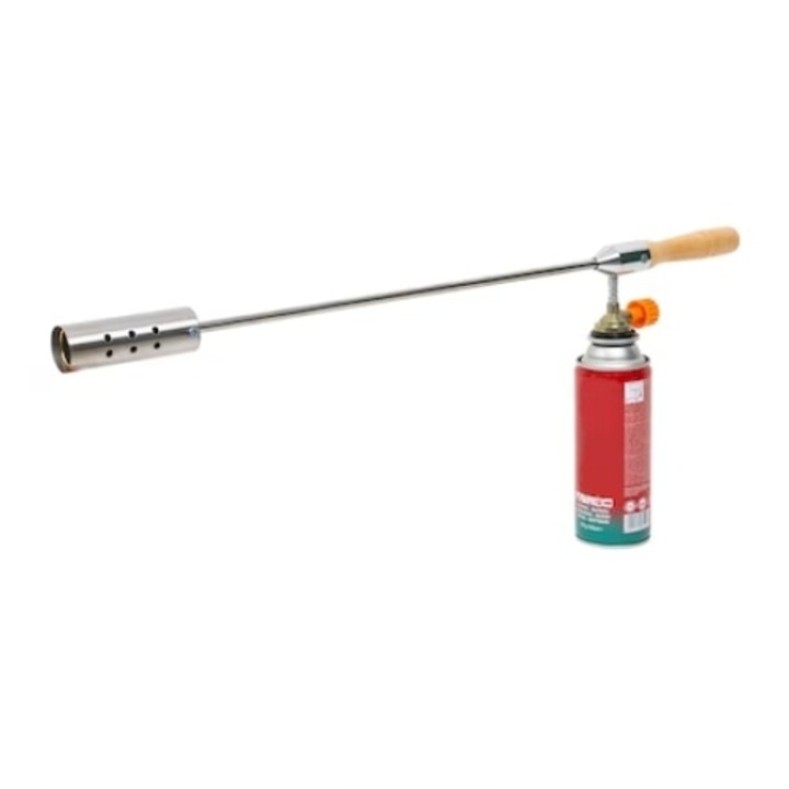 Arzator de buruieni, pentru gradina, lungime 64 cm, cu maner de lemn si tija din metal, argintiu