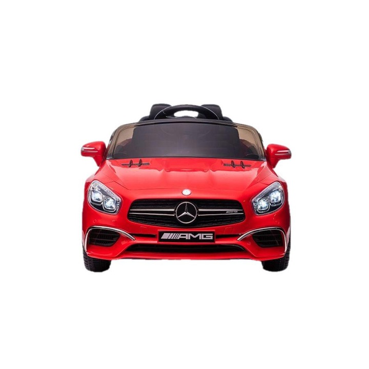 Masinuta electrica Mercedes SL65 S, Leantoys, 2x45 W, 12 V, LED, USB/MP3/4, Plastic/Piele, 108x63x46 cm, Rosu/Negru