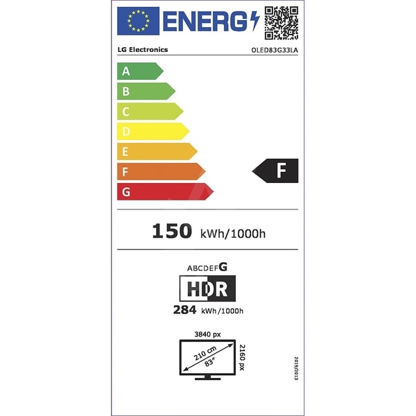 Televizor OLED Evo Smart LG 83G33LA, Ultra HD 4K, HDR, 210 cm, Clasa F, Negru