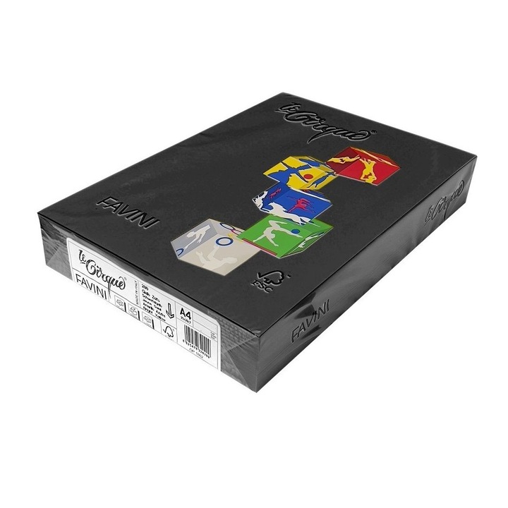 Carton negru A4, Favini, 160 gr/mp, 250 coli/top