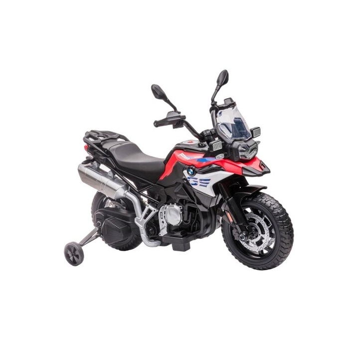 Motocicleta electrica BMW F850, Leantoys, 2x45 W, 12 V, 7 Ah, LED, MP3/USB, Plastic/Cauciuc, 11x62x76 cm, Multicolor