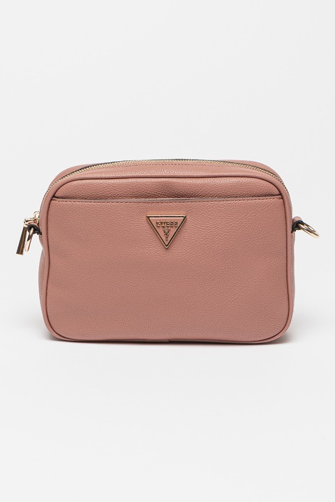 GUESS, Meridian műbőr táska levehető keresztpánttal, Púderrózsaszín