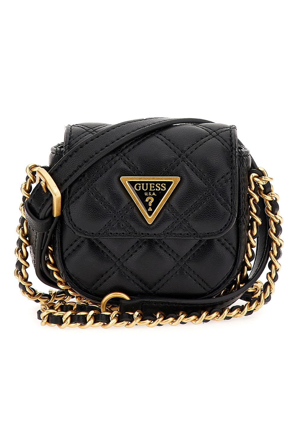 Guess, Geanta crossbody matlasata Giully Micro, Negru - eMAG.ro