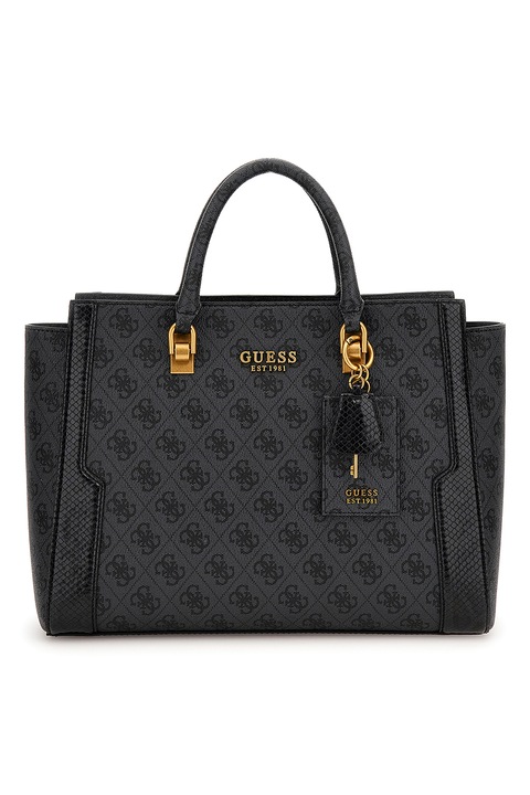 Guess, Ökológiai bőr táska Ajiona logómintával, fekete