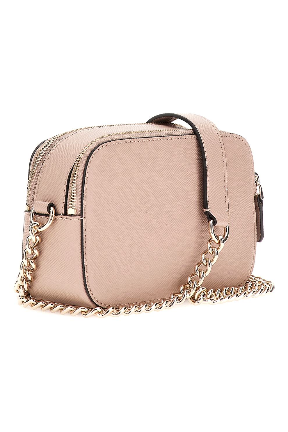 Guess, Geanta crossbody de piele saffiano sintetica Noelle, Roz pastel ...