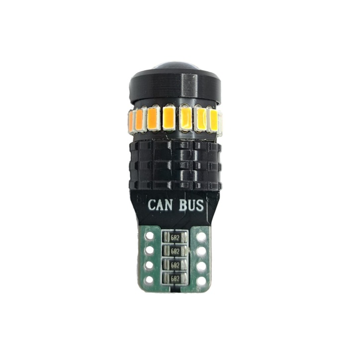 Bec LED T10 W5W Canbus Radus 18 SMD 3014 pentru lumini pozitii, plafoniera, portbagaj, semnalizare, lumini oglinda, lumini ambientale, lumina galbena
