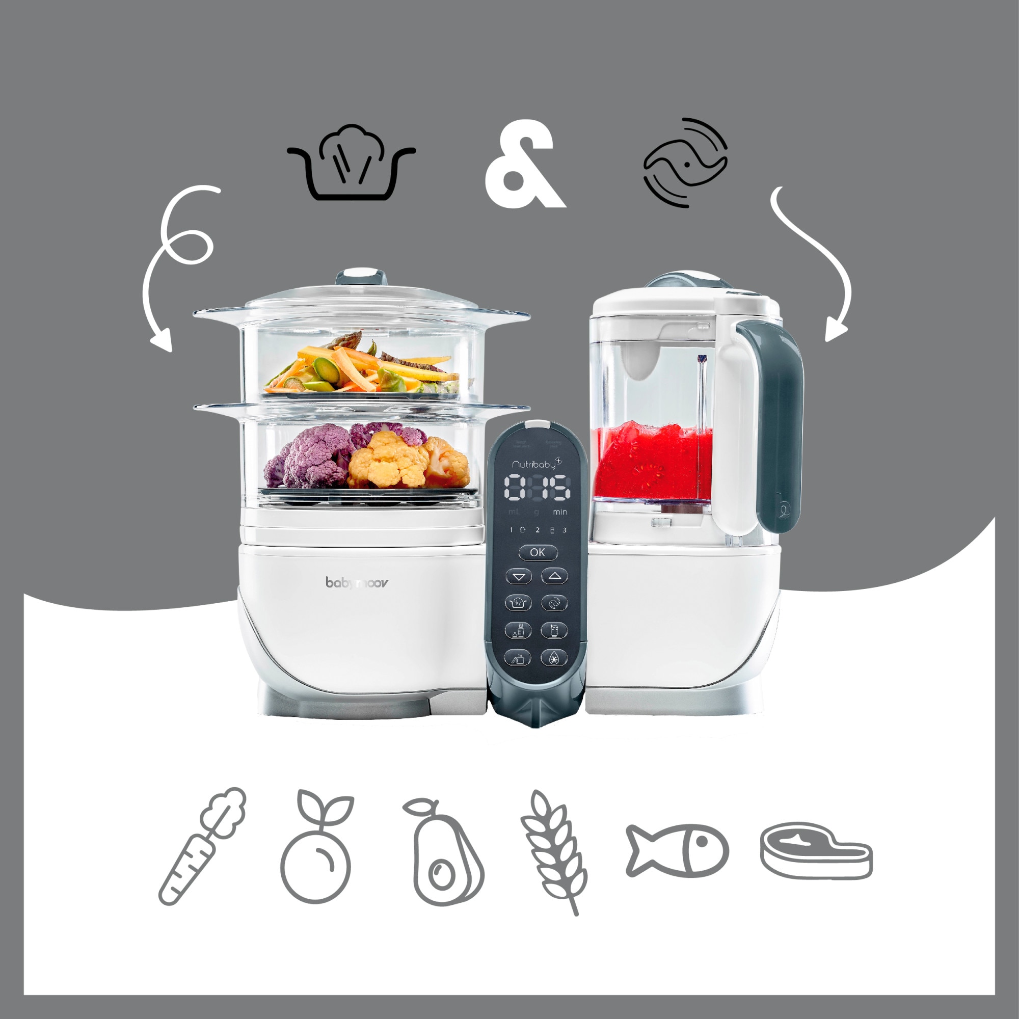 Babymoov Nutribaby+ - Cuocipappa 6 In 1, Vapore E Frullatore, Batch Cooking, Garanzia A Vita - Foto 5