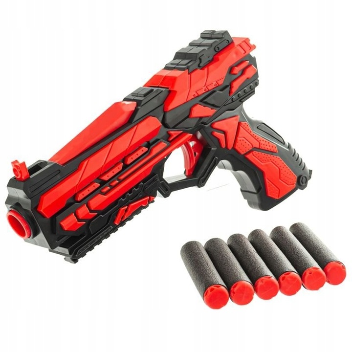 Pistol de jucarie cu gloante Eurobaby, Negru/Rosu