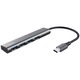 Hub USB-C Trust Halyx 4 porturi USB-A 5 Gbps, USB-C 3.2 gen1, Aluminiu
